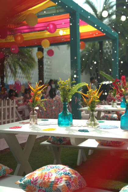 Tablescape and Ceiling — Mehendi decor — W GOA